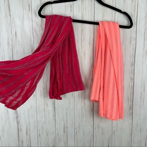 Victoria Secret striped scarves sparkle peach and red - Picture 1 of 4